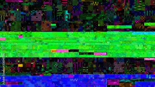 Bouncing and freezing picture. Straboscope effect. Glaring stripes. Glitch. Blurred pixels.
