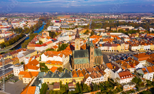 Hradec Kralove cityscape with White tower and Cathedral