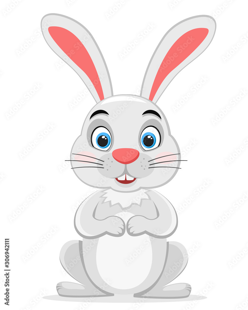 Hare with long ears sits on a white background. Hare with long ears sits on a white background.