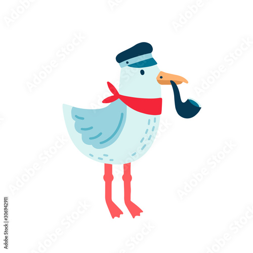 Pirate seagull vector illustration