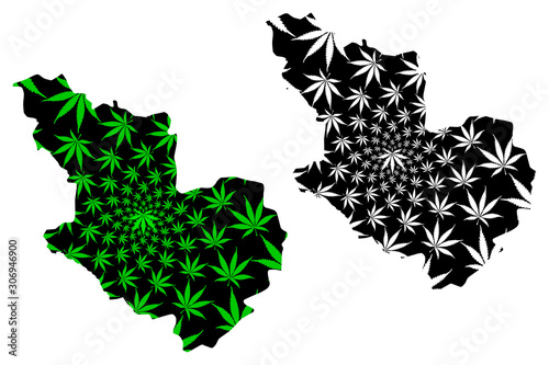 Al Madinah Region (Regions of Saudi Arabia, Kingdom of Saudi Arabia, KSA) map is designed cannabis leaf green and black, Madinah map made of marijuana (marihuana,THC) foliage.... photo