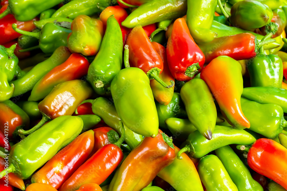Heap of sweet red and green pepper paprika. Heap of sweet red and green pepper paprika.