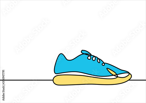 Symbol of Sneakers. Thin line Icon of Fashion.