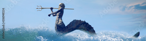 Obraz na plátně The mighty god of the sea and oceans Neptune (Poseidon, Triton)