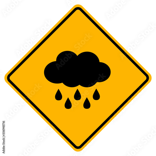 Cloud With Raining Warning Sign, Vector Illustration, Isolate On White Background Label. EPS10