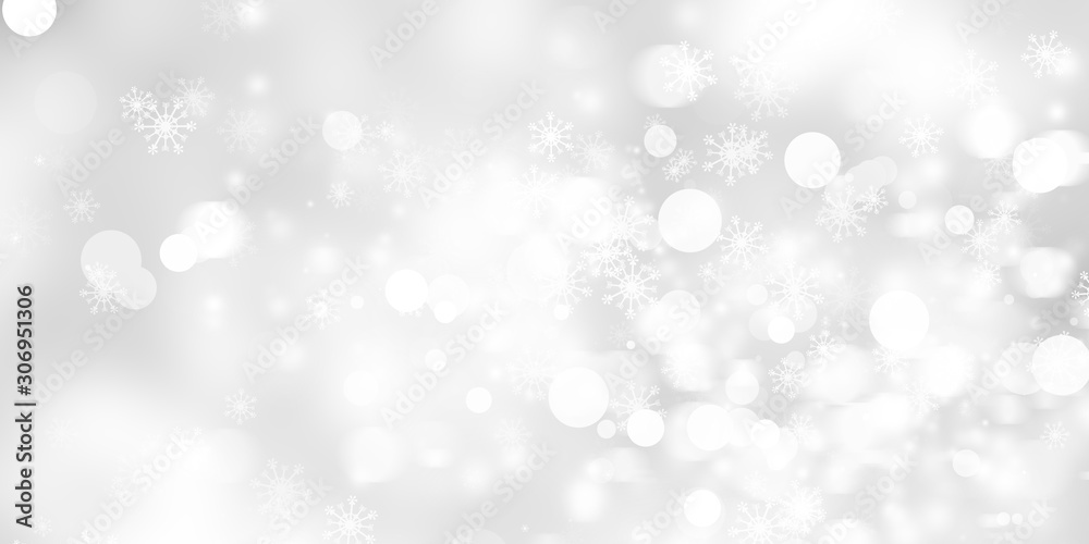 white and gray Christmas light with snowflake bokeh background, Winter backdrop wallpaper. white and gray Christmas light with snowflake bokeh background, Winter backdrop wallpaper.