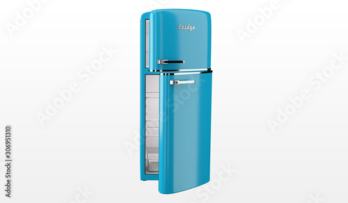 Refrigerator freezer isolated on white background. 3d