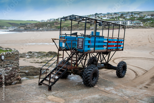 Sea tractor, used as a ferry through the shallow waters at hight tide between Burgh Island and the mainland when the connencting causeway is submerged.