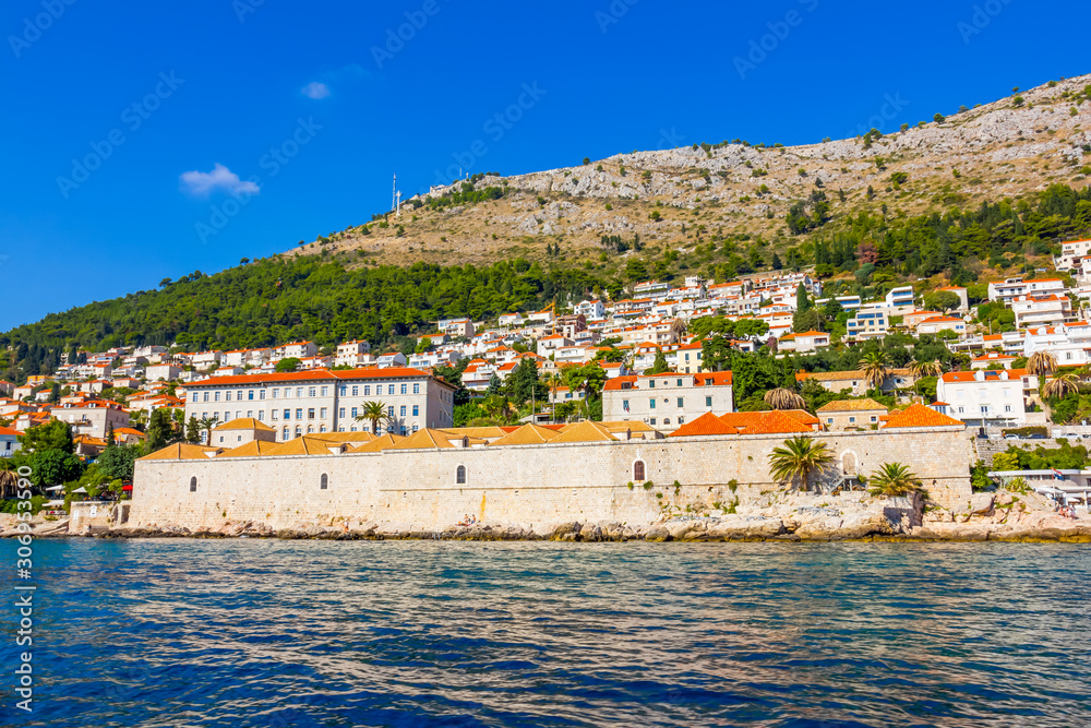 Adriatic coast at the foot of Mount Srd in Dubrovnik, Croatia