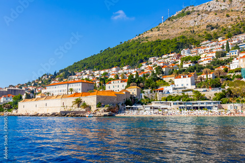 Adriatic coast at the foot of Mount Srd in Dubrovnik, Croatia