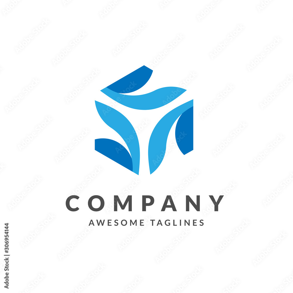 Fototapeta premium consulting media logo cube and square 3d graphic design vector illustration