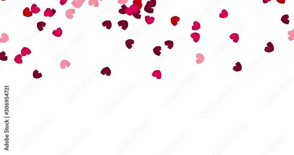 Pink and red falling hearts.