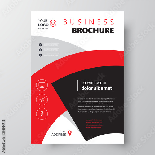 Flyer brochure design, business flyer size A4 template, creative leaflet red color