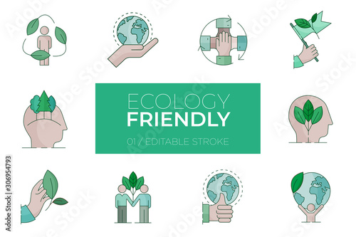 Set of Eco friendly color icons - Modern icons	