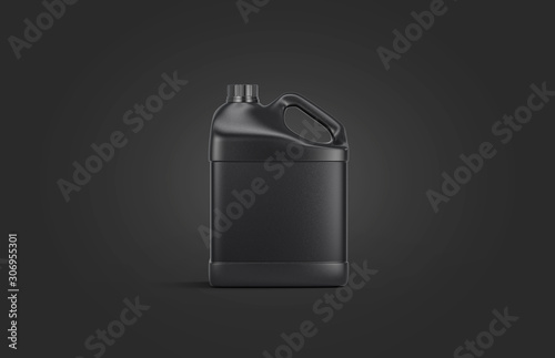 Obraz na plátne Blank black plastic jug mock up on darkness background