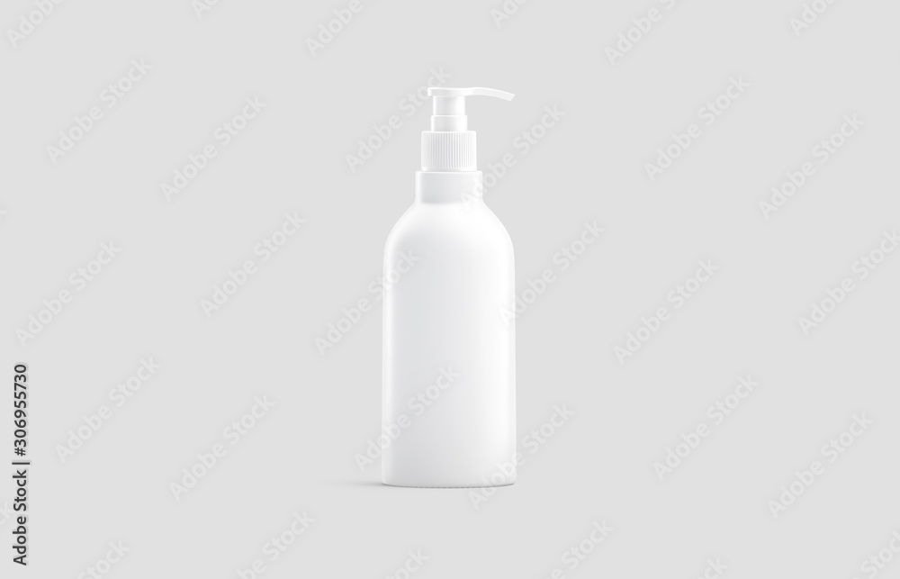 Blank white plastic pump bottle mock up, front view - obrazy, fototapety, plakaty 