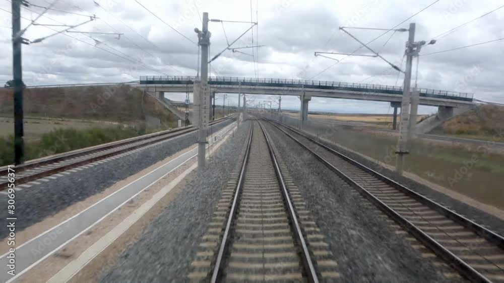 View of the last car of the train. high-speed train View of the last car of the train. high-speed train