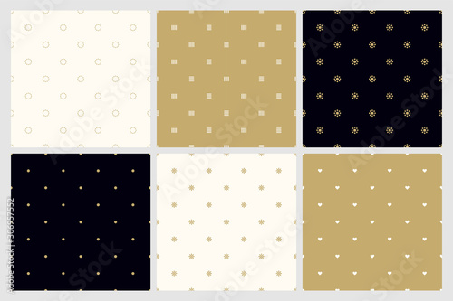 Collection of seamless minimalistic stylish patterns. Luxury trendy simple backgrounds. Creative elegant textures