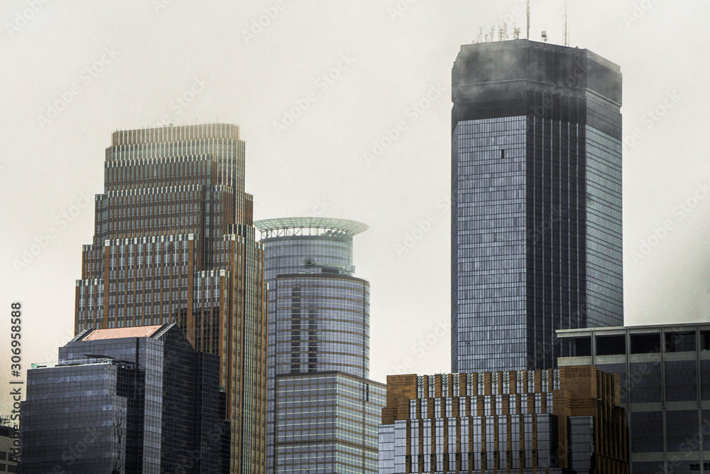 Fototapeta premium Smoke on Minneapolis Buildings Industry