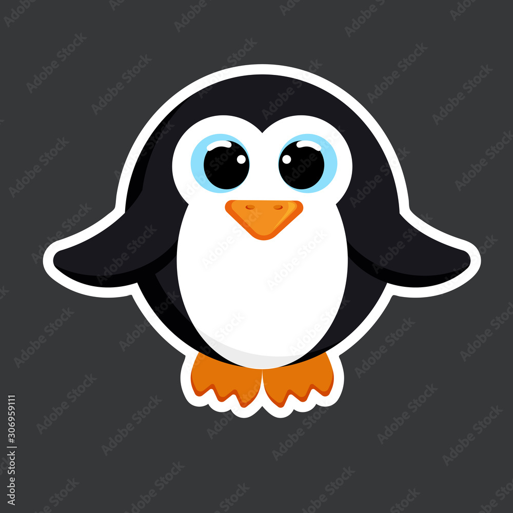 vector cute penguin sticker template vector cute penguin sticker template