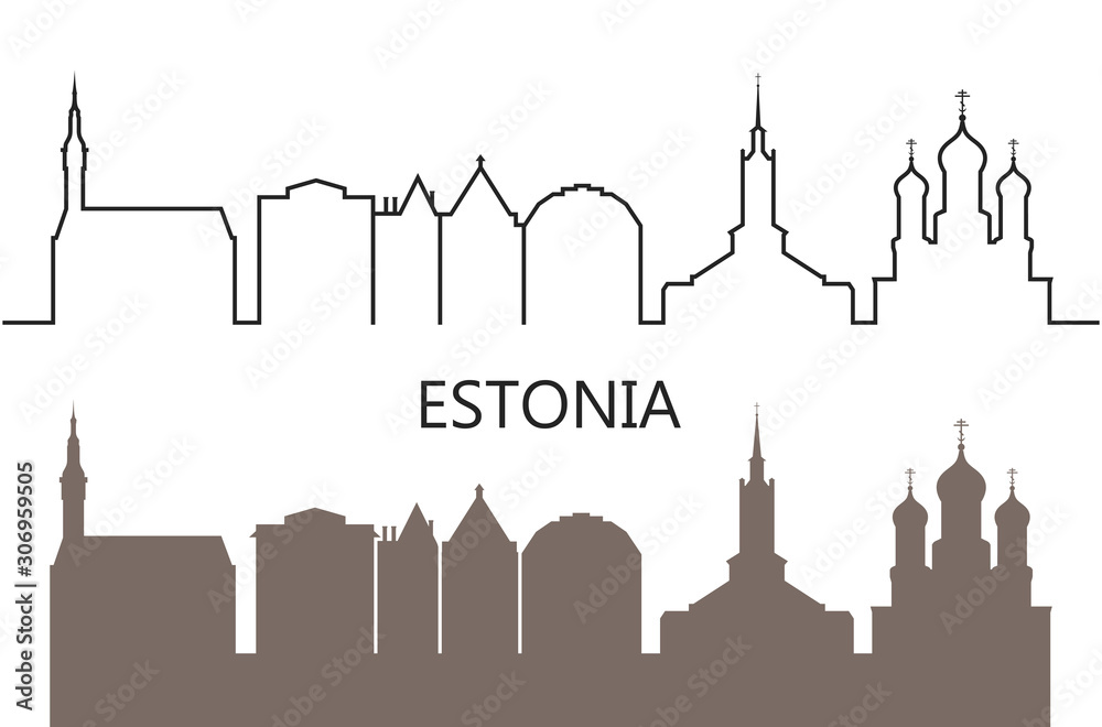 Estonia logo. Isolated Estonian architecture on white background