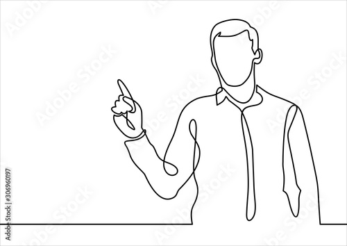 Young businessman thinking- continuous line drawing