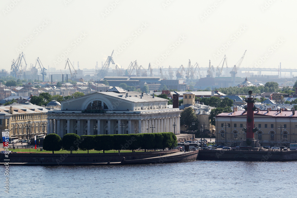 The Old Saint Petersburg Stock Exchange and Rostral Columns, Russia	
