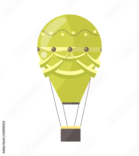 Flat illustration of hot air-balloon. Cartoon flying entertainment festival balloon outdoor. Travel, sky transport illustration