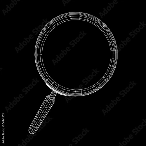 Magnifying glass. Business search concept. Wireframe low poly mesh vector illustration