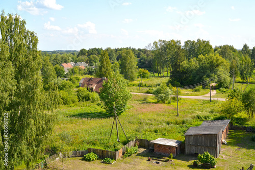 Summer view of the village Timofeeva from the height of bird flight. Kaliningrad region