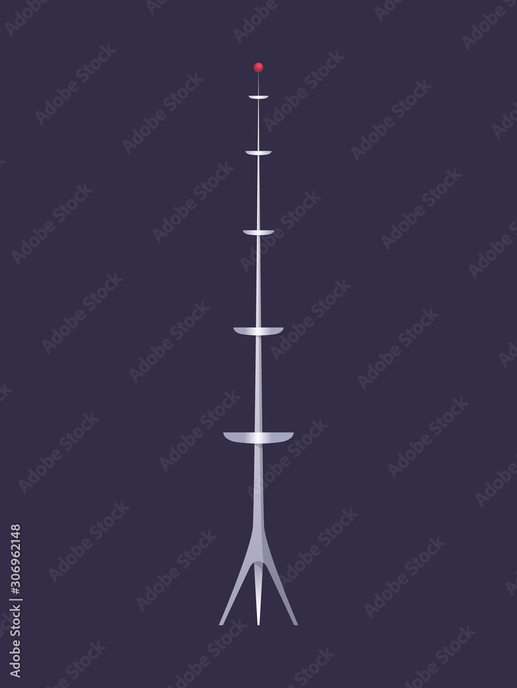Wireless tower. Tv radio network communication satellite antena signal vector pictures. Communication tower. Cellular broadcasting tv wireless radio antena satellite construction