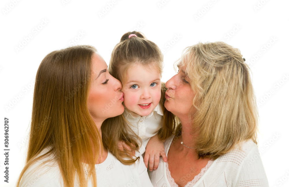 Portrait of grandmother with adult daughter and grandchild Portrait of grandmother with adult daughter and grandchild