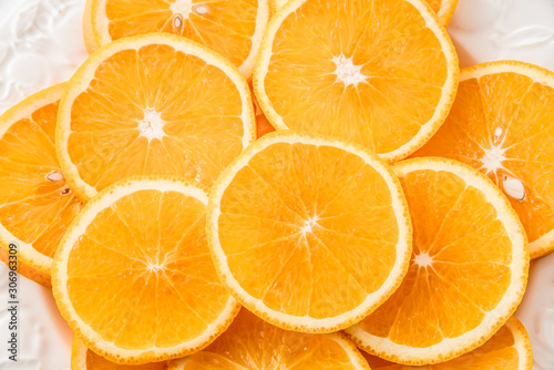 Thin slices of fresh oranges
