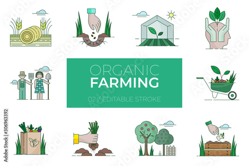 Set of Organic Farming color icons - Modern icons	