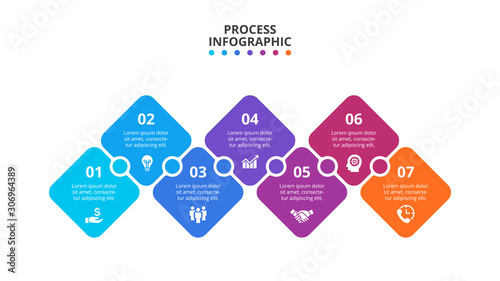 Vector infographic abstract template with icons. Can be used for process diagram, presentations, workflow layout, banner, flow chart, infograph with 7 options or steps.
