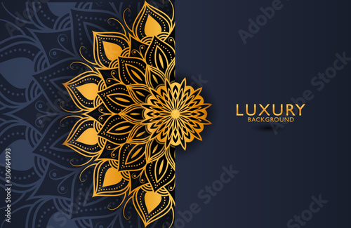 Luxury gold mandala ornate background for wedding invitation, book cover. Arabesque islamic background