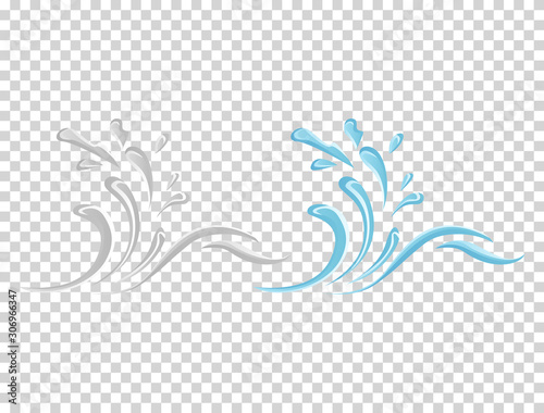 Water And Drop Icon - Blue wave and water splashe, wavy symbol of nature in motion vector Illustrations.