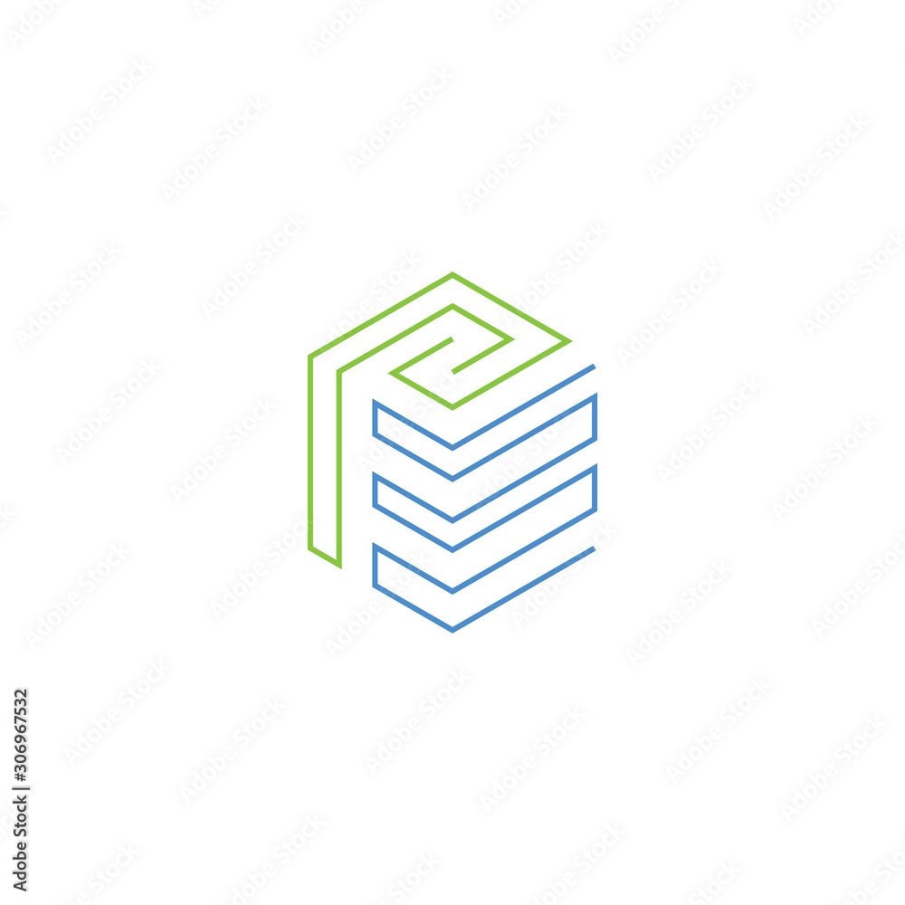 Technology, building, working space logo vector.