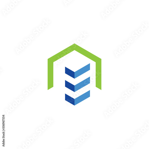 Technology, building, working space logo vector.
