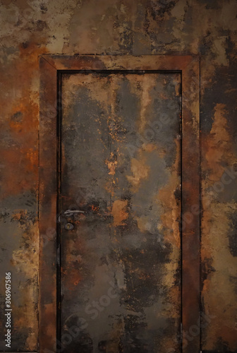 Rusty colorful steel door