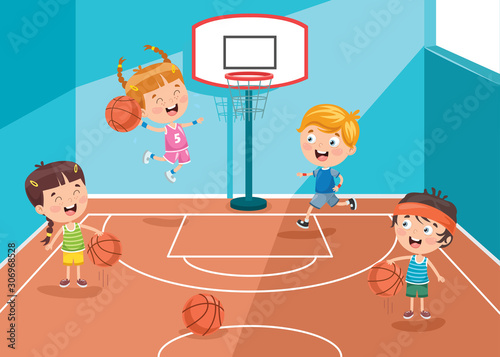 Little Kid Playing Basketball Outside