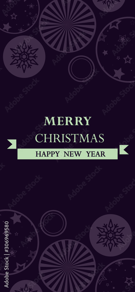 Christmas and happy new year color purple flyer.  with decorations