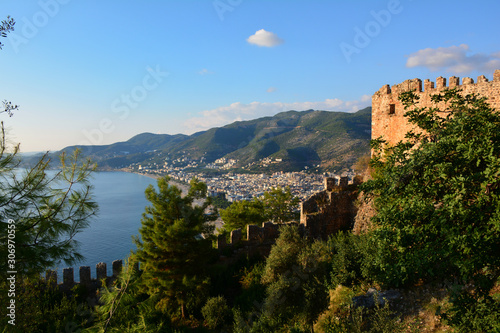 View of Alanya Kleopatra beach form Alanya peninsula