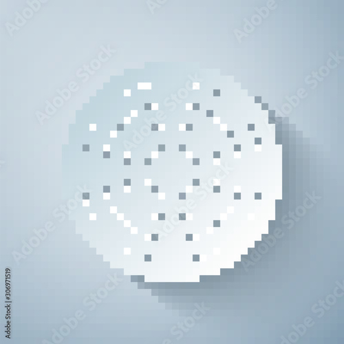 Paper cut Target sport for shooting competition icon isolated on grey background. Clean target with numbers for shooting range or pistol shooting. Paper art style. Vector Illustration