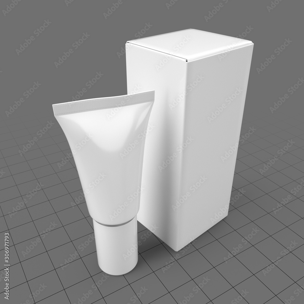 Plastic tube container with box 3 Stock 3D asset Adobe Stock