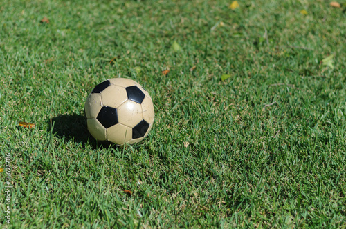 classic soccer ball on a green field