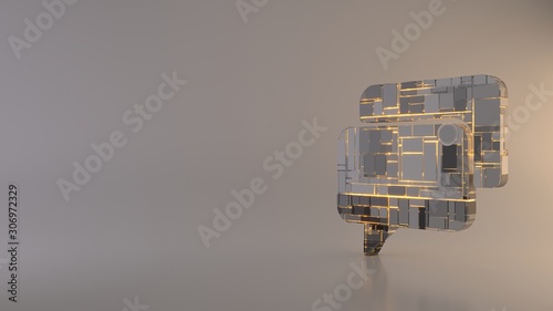 light background 3d rendering symbol of two rectangular rounded chat bubbles icon