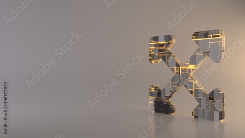 light background 3d rendering symbol of expand arrows icon