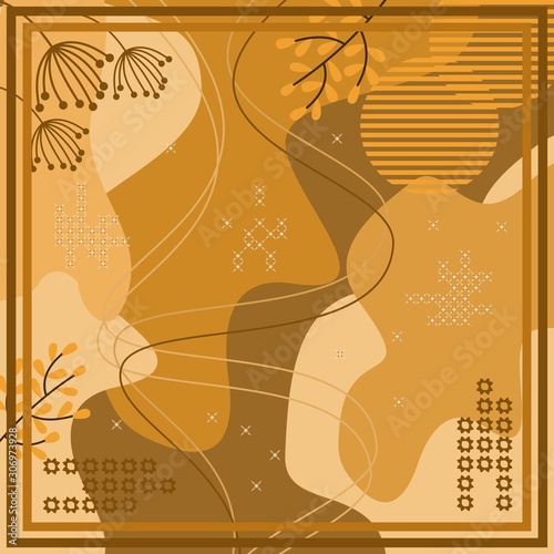 Pattern of hijab motif design with abstract foliage design