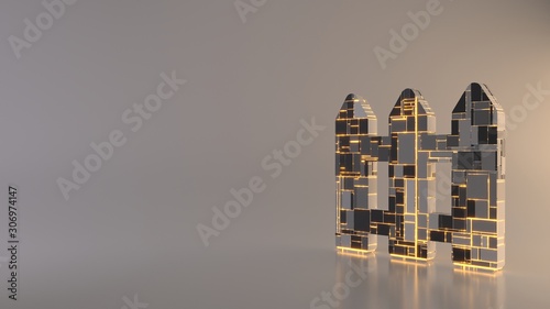 Bild auf Leinwand light background 3d rendering symbol of fence icon